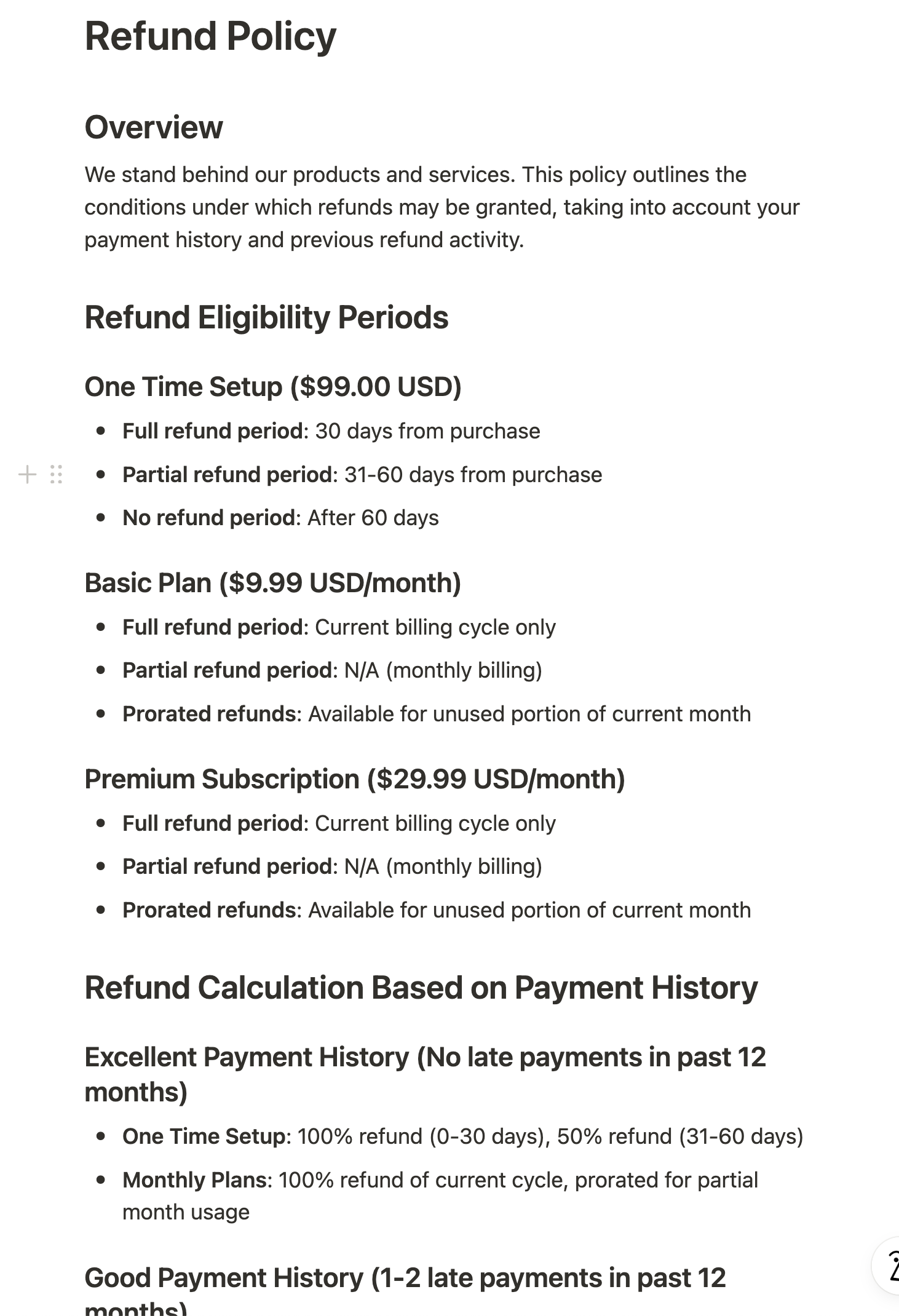 refund policy