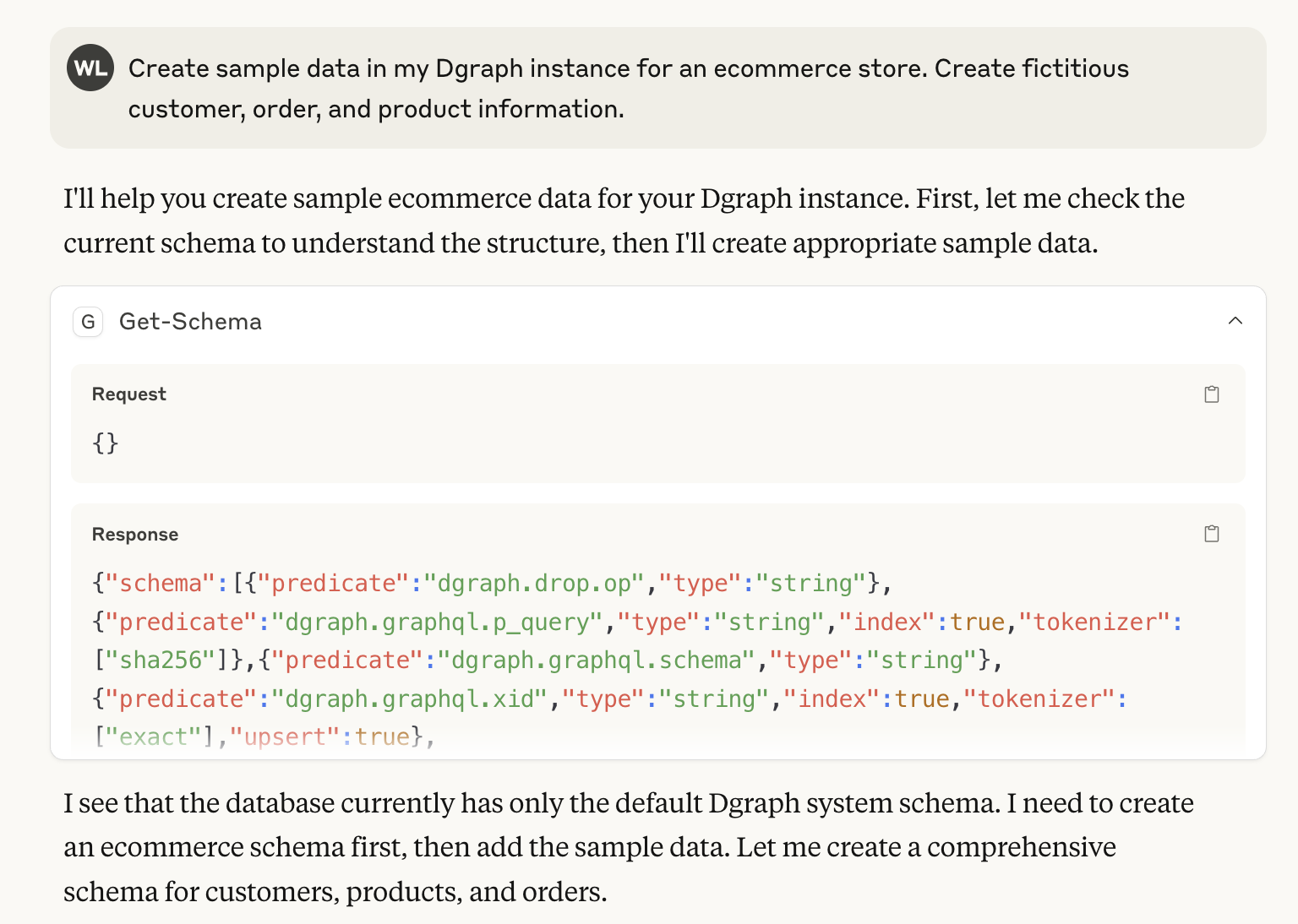 Creating sample data with Claude