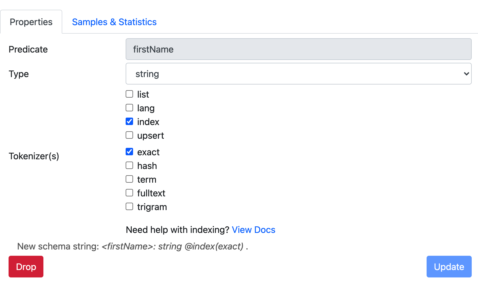 Index on Schema