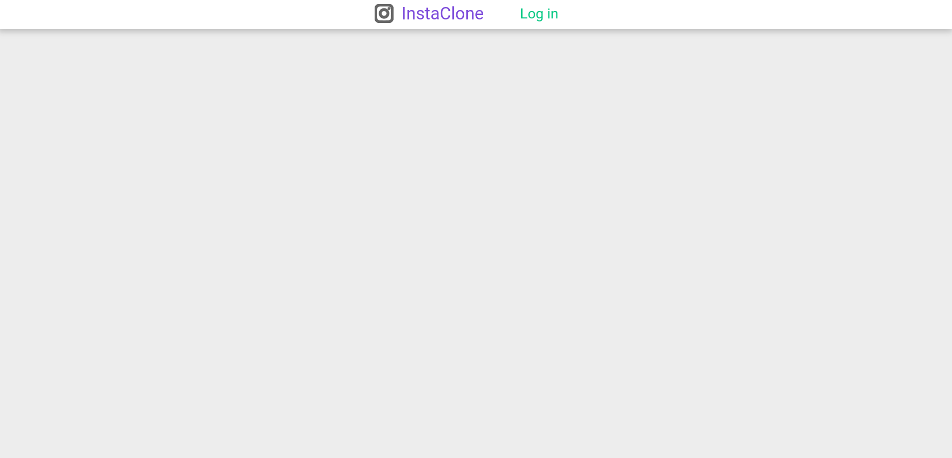InstaClone app rendered in the browser